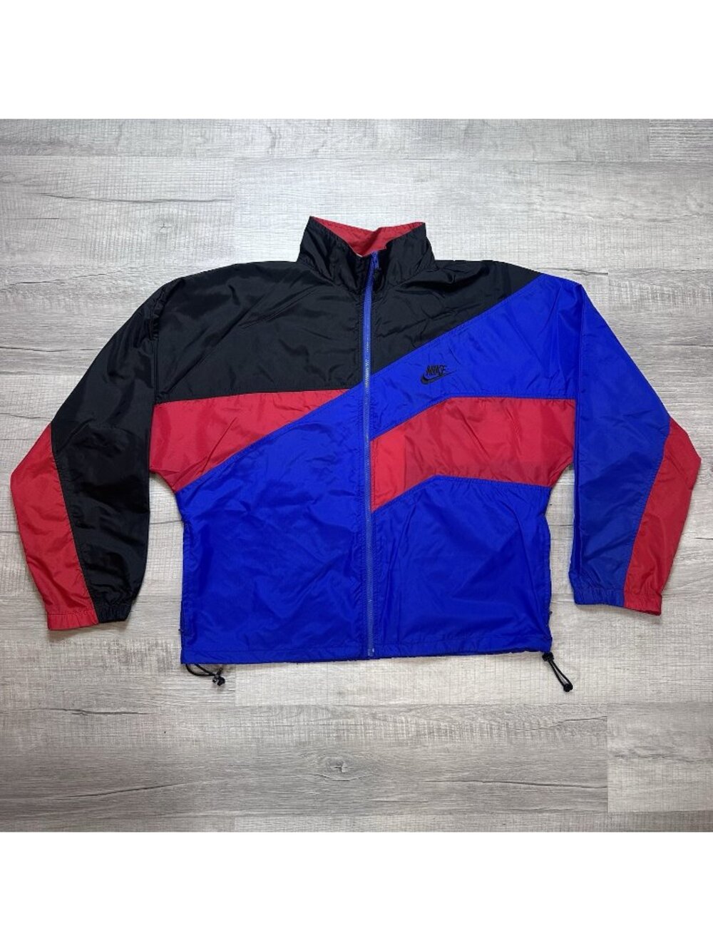 Vintage 90s Nike Mens Large Lined Windbreaker Jacket Color Block Blue/Red Swoosh